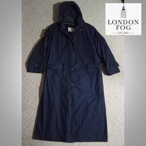 London Fog navy blue trench coat jacket size 14 women's
